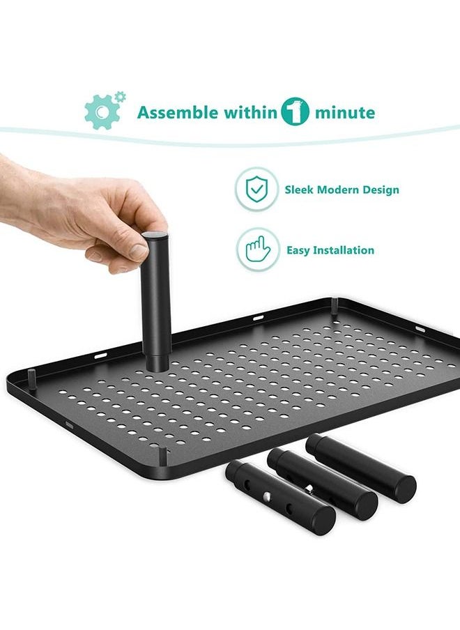 Arabest - Monitor Stand Riser for Computer, Laptop, Notebook and All Flat Screen Display with Metal Platform and 3 Height Adjustable Underneath Storage( Black) - Image 1