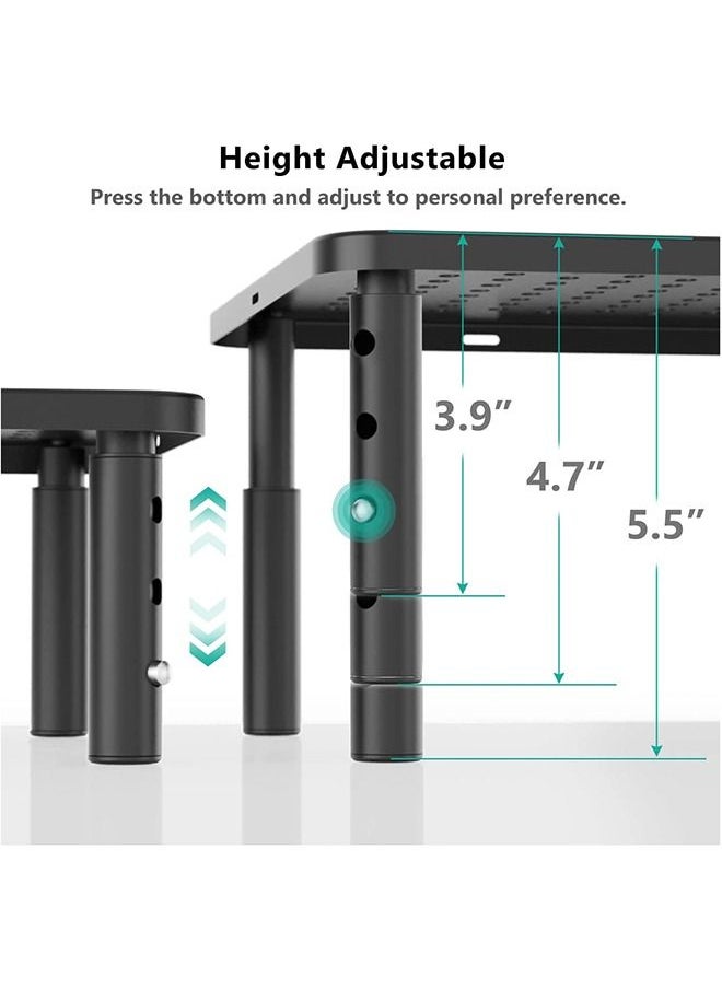 Arabest - Monitor Stand Riser for Computer, Laptop, Notebook and All Flat Screen Display with Metal Platform and 3 Height Adjustable Underneath Storage( Black) - Image 1