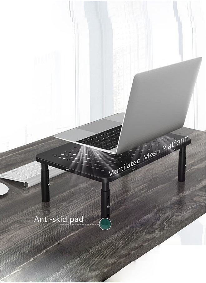 Arabest - Monitor Stand Riser for Computer, Laptop, Notebook and All Flat Screen Display with Metal Platform and 3 Height Adjustable Underneath Storage( Black) - Image 1