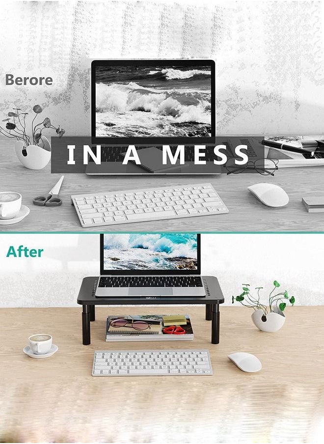 Arabest - Monitor Stand Riser for Computer, Laptop, Notebook and All Flat Screen Display with Metal Platform and 3 Height Adjustable Underneath Storage( Black) - Image 1