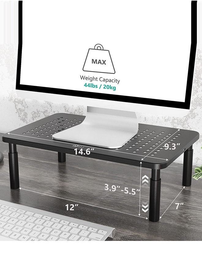 Arabest - Monitor Stand Riser for Computer, Laptop, Notebook and All Flat Screen Display with Metal Platform and 3 Height Adjustable Underneath Storage( Black) - Image 1