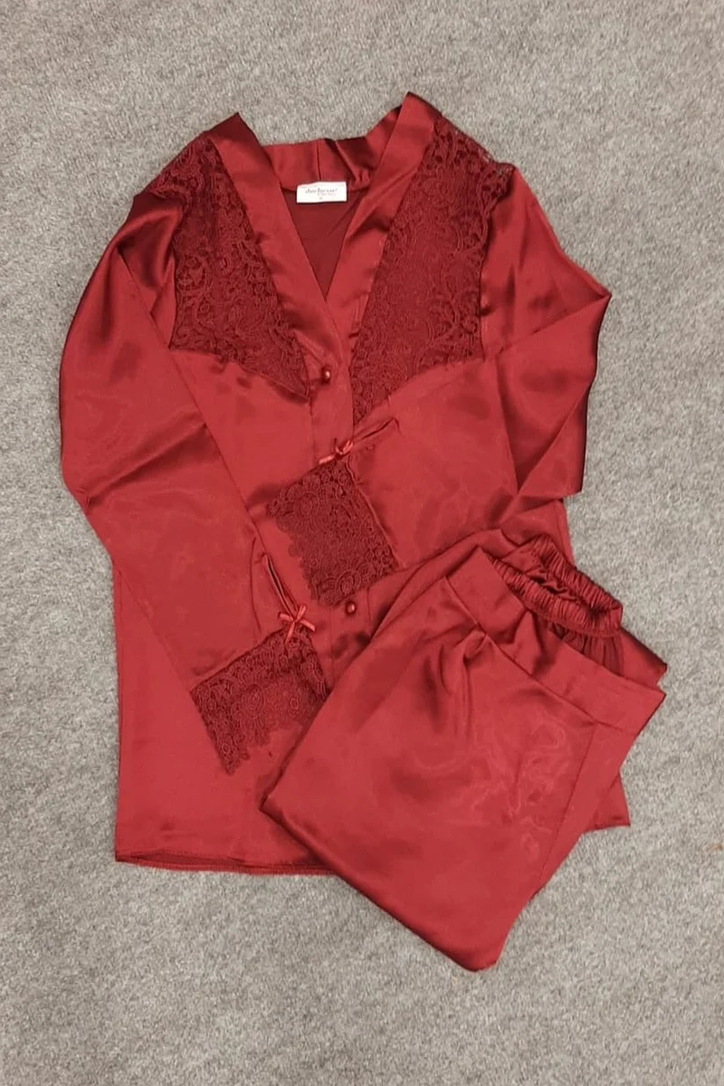 Duchesse 7625 Dowry Lace Satin Set of 6 - Claret Red