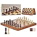 VEVOR 15inch Magnetic Wooden Chess Set 2in1 Folding Chess and Checkers Game for Adults and Kids Portable Travel Chess Set with 2 Queens Ideal for Tournaments Professionals and Beginners - Image 2
