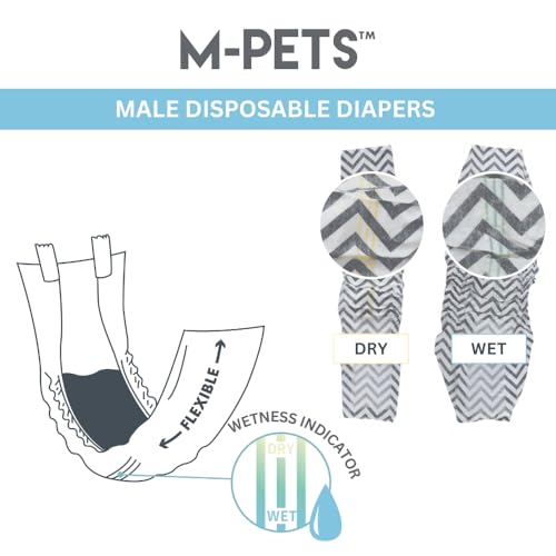 M-PETS Male Disposable Dog Diapers, Ultra Absorbent with Wetness Indicator, 12 Hour Protection, Adjustable Fasteners, Travel, Excitable Urination & Incontinence, Waist: 20-55 cm, Medium (Pack of 12) - Image 4