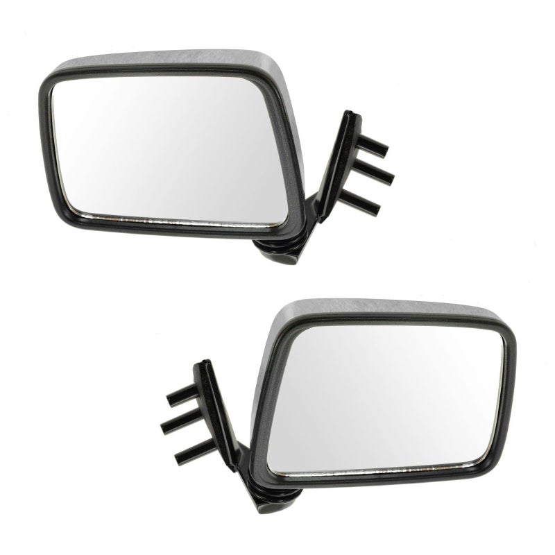 TRQ 2 Piece Driver and Passenger Side Mirror Assembly Set Manual Folding Manual Adjustment NonHeated No Memory Chrome Compatible with 19861994 Nissan D21 19951997 Pickup