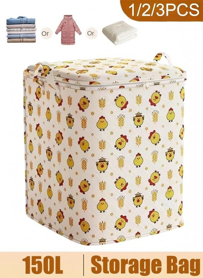 150L Large Storage Bag Clothes Storage Box Storage Bags Waterproof Clothing Storage Cupboards For Clothes Closet Organizers Storage Containers Zipper Bag Handle Zipper Design For Clothing Blanket Comforters Bed Sheets Pillows And Toys - Image 1