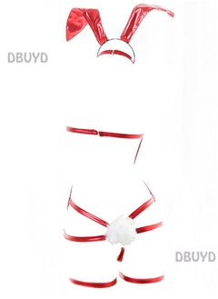 Generic Rabbit Girl Patent Leather Bind Bodysuit For Husband Surprise Gift, Bodysuit & Hairband & Wristband & Leg Ring  - Image 2
