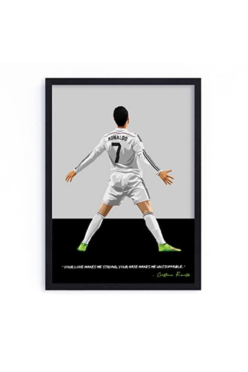 QUOTE - UNQUOTE ART Cristiano Ronaldo Framed Wall Poster Real Madrid Posters - Original Football Illustration - Minimalist Modern Art - 17x25 inches - Black Frame - Image 2
