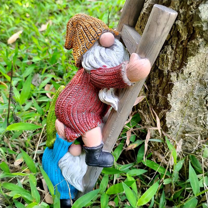 JARPSIRY Garden Gnome Statue, Funny Climbing Ladder Gnomes Figurine Resin Sculpture Outdoor Decor for Patio Yard Lawn Porch Ornaments Gift - Image 3