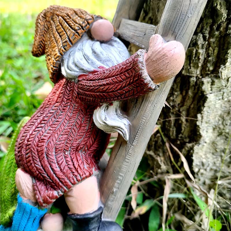 JARPSIRY Garden Gnome Statue, Funny Climbing Ladder Gnomes Figurine Resin Sculpture Outdoor Decor for Patio Yard Lawn Porch Ornaments Gift - Image 5
