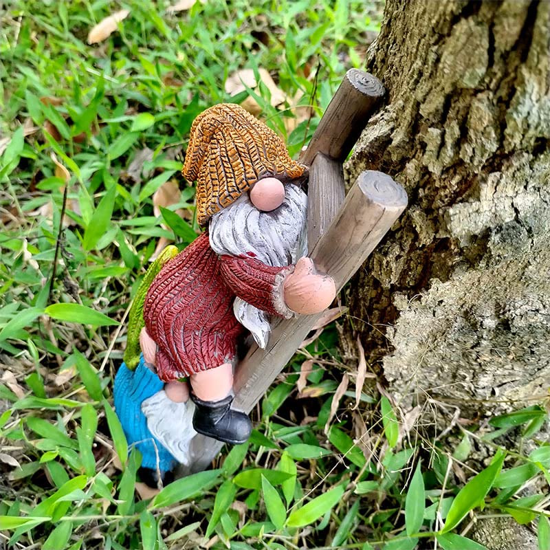JARPSIRY Garden Gnome Statue, Funny Climbing Ladder Gnomes Figurine Resin Sculpture Outdoor Decor for Patio Yard Lawn Porch Ornaments Gift - Image 4