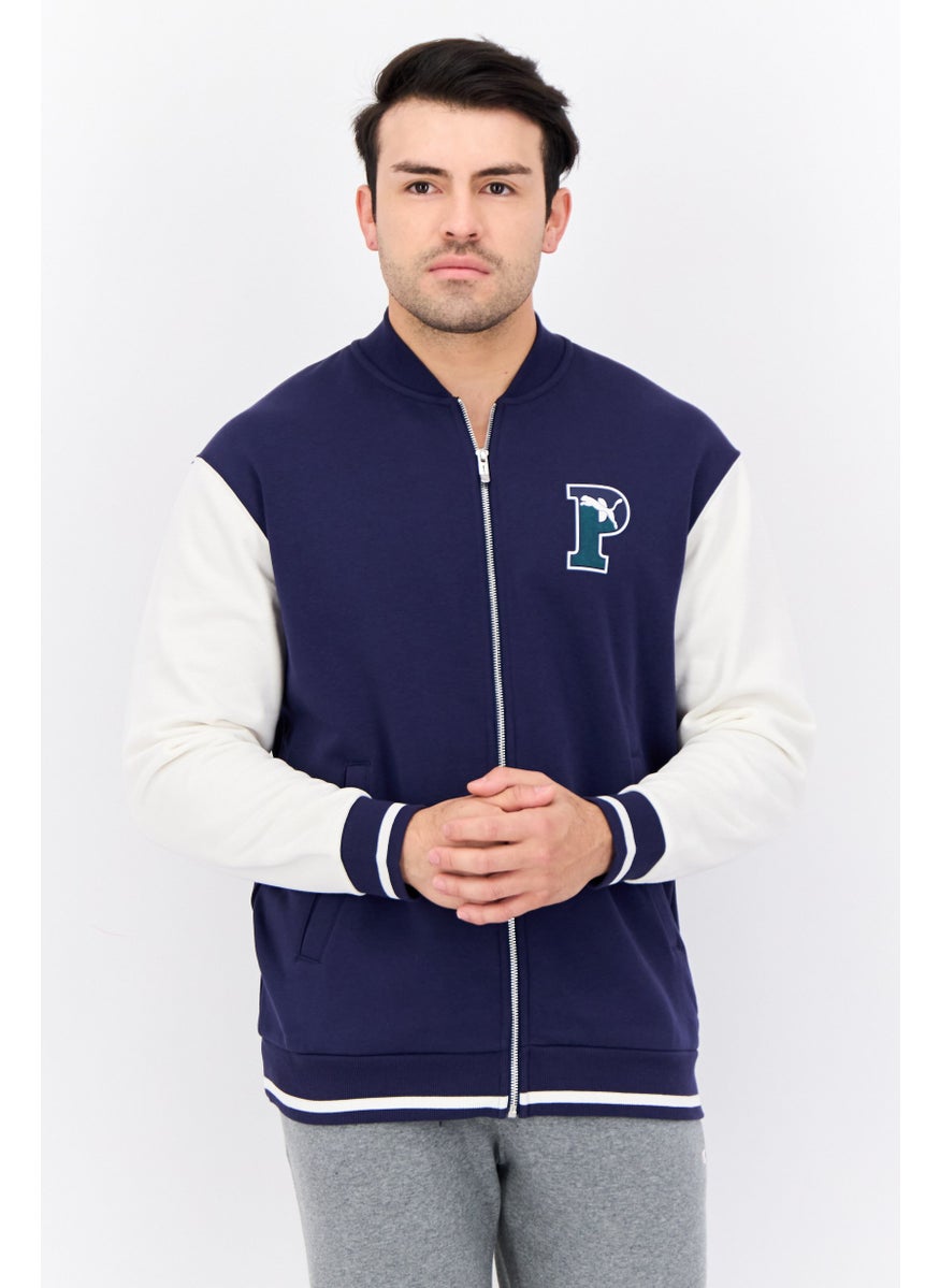 PUMA Men Sportswear Fit Long Sleeve Training Jacket, Navy/White  - Image 1