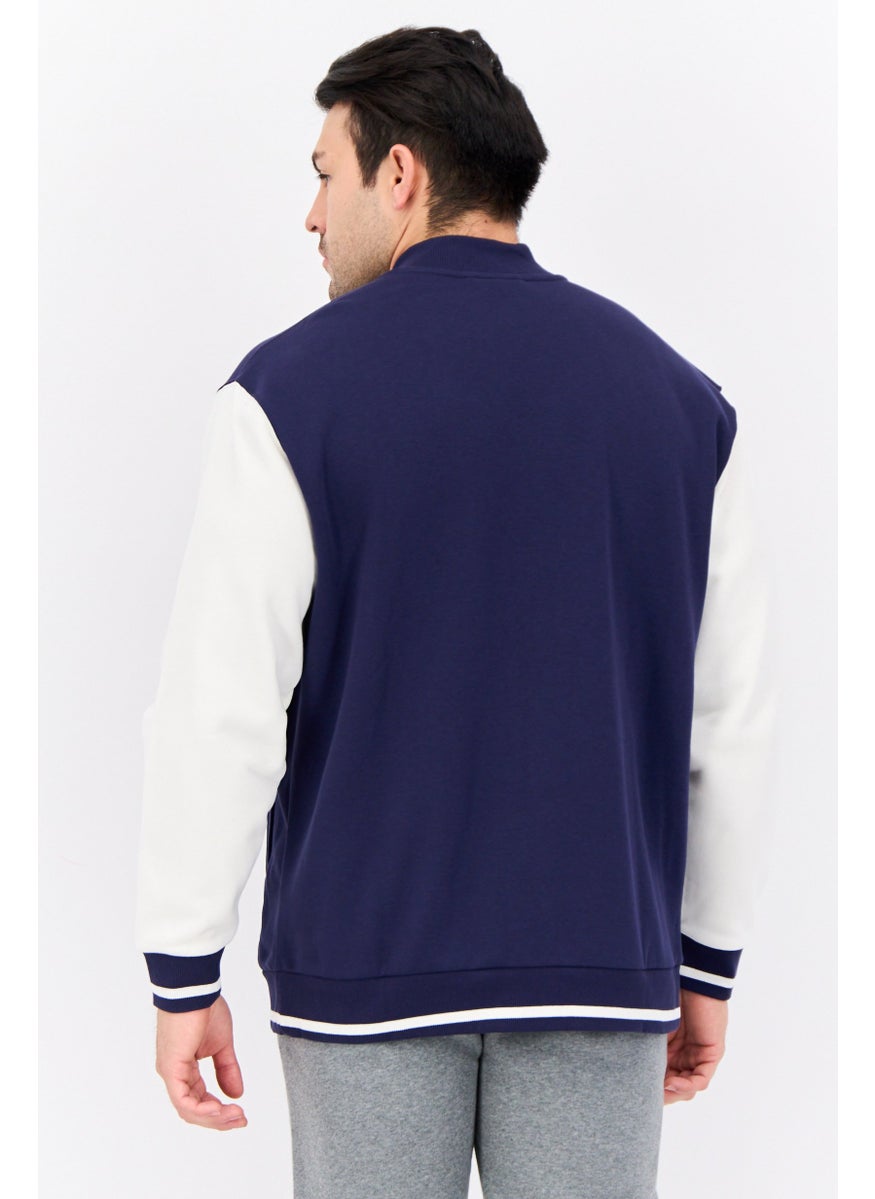 PUMA Men Sportswear Fit Long Sleeve Training Jacket, Navy/White  - Image 3