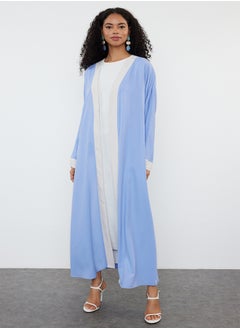 trendyol Lilac Color Blocked Long Woven Dressless One Piece Cap & Abaya & Abaya TCTSS24KF00009  - Image 2