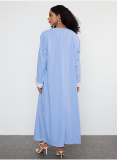trendyol Lilac Color Blocked Long Woven Dressless One Piece Cap & Abaya & Abaya TCTSS24KF00009  - Image 4