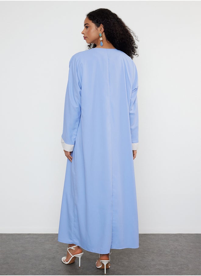 trendyol Lilac Color Blocked Long Woven Dressless One Piece Abaya TCTSS24KF00009  - Image 4