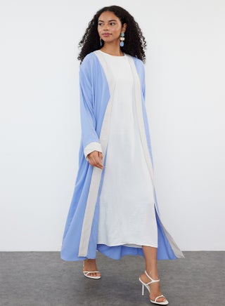 Lilac Color Blocked Long Woven Dressless One Piece Abaya TCTSS24KF00009 - pzsku/ZEAADED7FA33D4304E78BZ/45/_/1739718342/f63c26cd-6c4e-4149-bc8c-f859c3151425