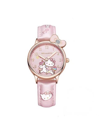 مجموعة هدايا ساعة Hello Kitty مع سوار وردي للسيدات والفتيات ساعة يد أنيقة رفيعة وعصرية من الكوارتز - view 3