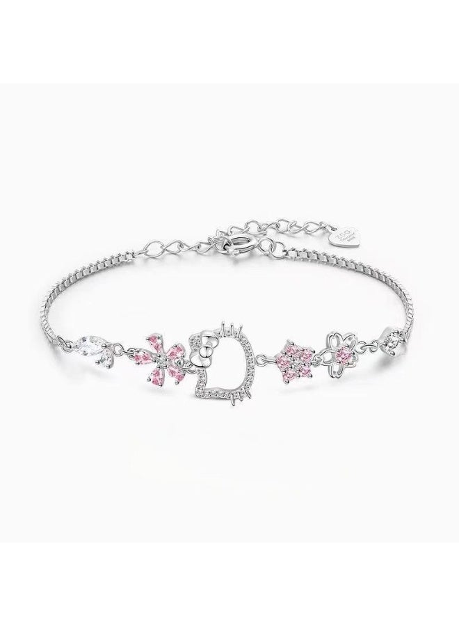 Hello Kitty Watch Gifts Set with Bracelet Pink for Lady Female Girls Minimalist Slim Thin Casual Dress Analog Quartz Wrist Watches - Image 2