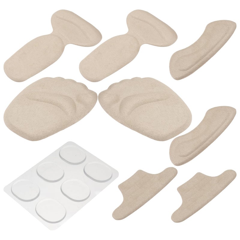 Non Slip Adhesive Front Foot Pads and Heel Grips 5pcs Set Soft Fabric Cushion Inserts for Loose Shoes Blister Prevention - Image 2