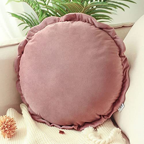 Peach Cuddle Round Couch Throw Cushion Pillow for Living Room Décor (Pack of 1, 43x43 cm, Dusty Rose) Couch Cushions, Bedroom décor, kidsroom décor, Patio Cushion, Floor Cushion - Image 1