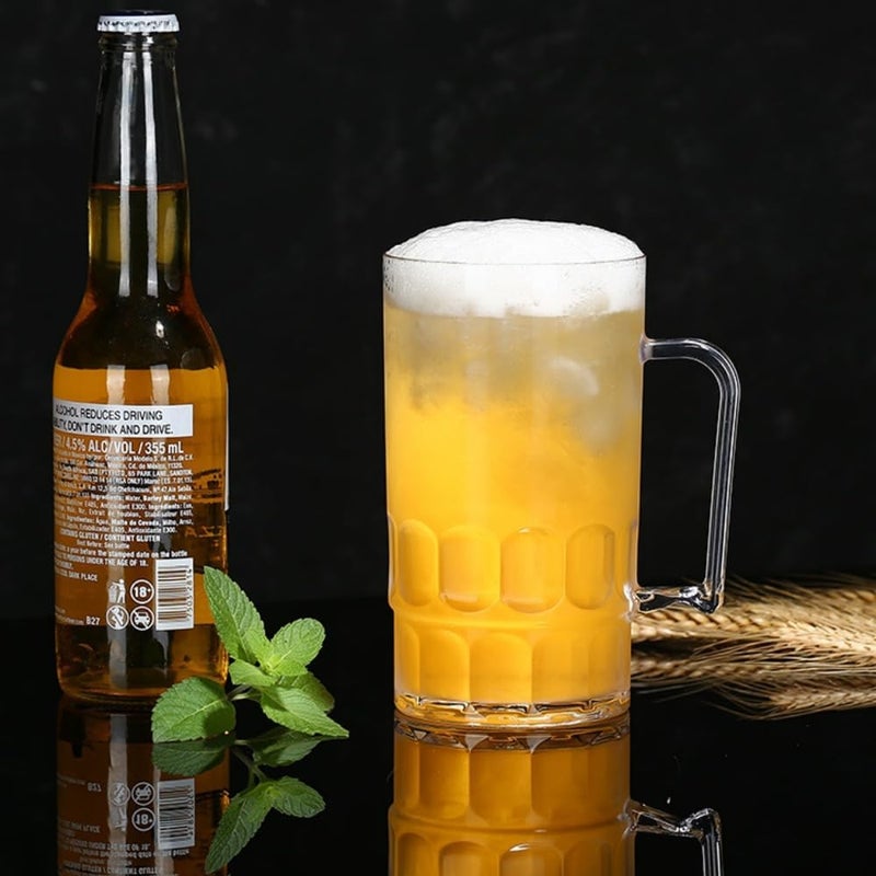 Komost 27oz Plastic Beer Mugs with Handles Set of 2, Clear Resuable Large Beer Stein Drinking Cups for Freezer, Ideal for Party Bar Home Hotel - Image 5