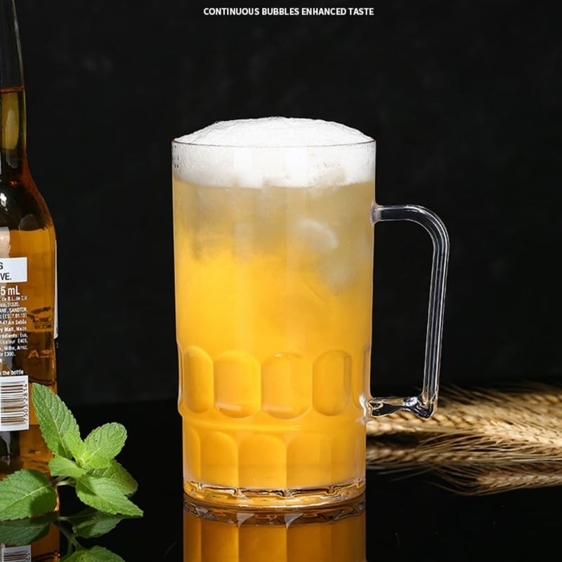 Komost 27oz Plastic Beer Mugs with Handles Set of 2, Clear Resuable Large Beer Stein Drinking Cups for Freezer, Ideal for Party Bar Home Hotel - Image 4