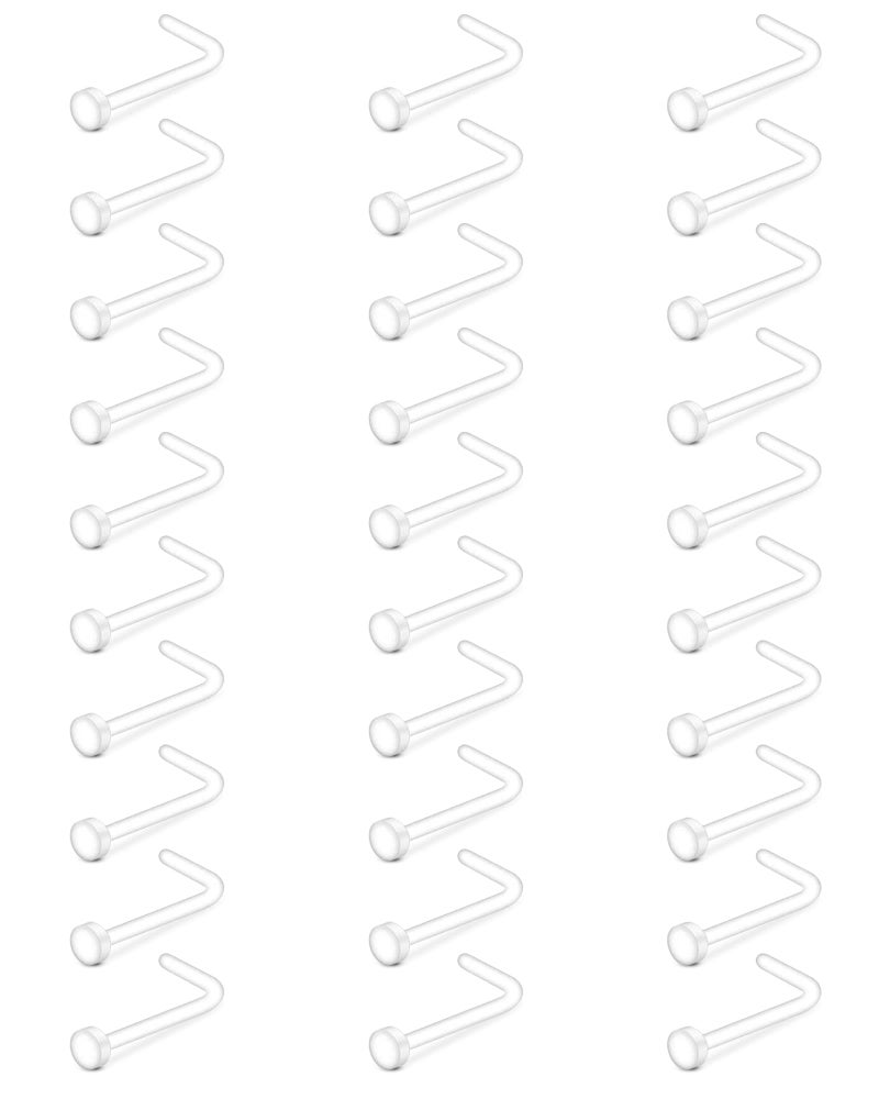 Mayhoop 38pcs Clear Piercing Retainers for Surgery Bioflex Nose Rings Belly Rings Septum Eyebrow Lip Cartilage Tragus Earring Retainer Industrial Bar Plastic Piercing Jewelry for Work - Image 1