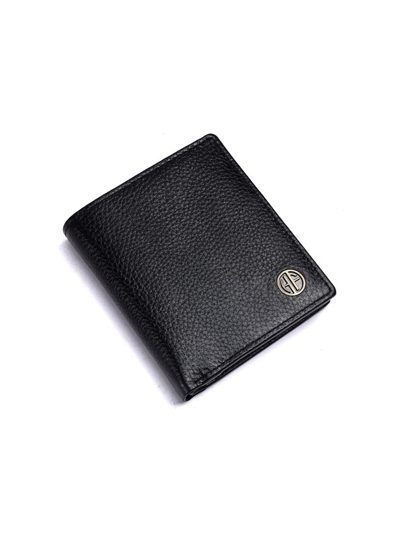 HAMMONDS FLYCATCHER - HAMMONDS FLYCATCHER Genuine Leather Wallet for Men, RFID Protected Leather Purse for Men, Money Purse for Men, Bi-Fold Wallet, 4 Card Slots, 3 ID Slots, Coin Pocket, Metal Snap Button - Black - Image 1