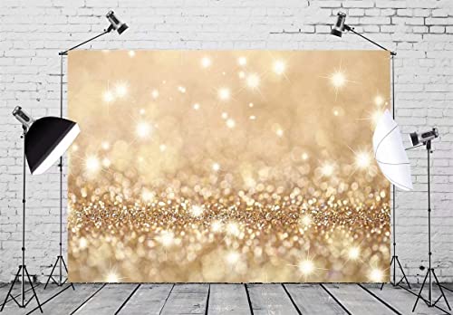 BELECO 7x5ft Bokeh Backdrop Fabric Golden Glitter Backdrop Holiday Twinkle Lights Gold Sparkle Spot Glitter Background Birthday Party Wedding Photoshoot Kids Baby Shower Photo Props - Image 4