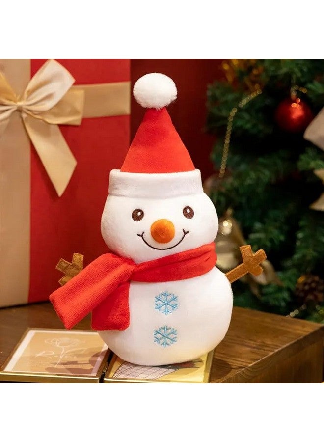 Tickles Snowman Smilling Look Soft Stuffed Plush Toy for Kids Boys & Girls Christmas Day (Size: 18 cm Color: White & Red) - Image 2