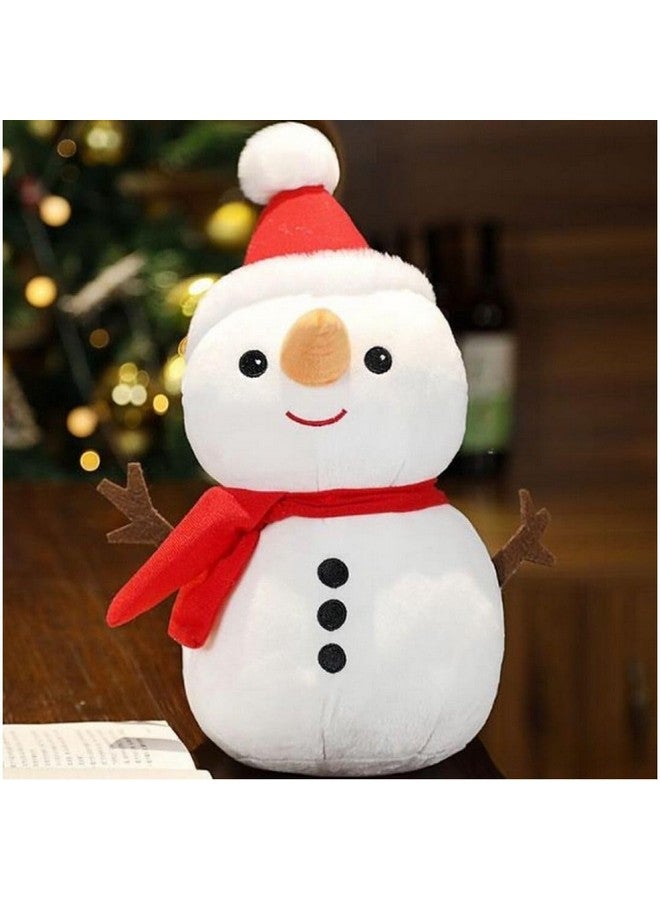 Tickles Snowman Smilling Look Soft Stuffed Plush Toy for Kids Boys & Girls Christmas Day (Size: 18 cm Color: White & Red) - Image 1