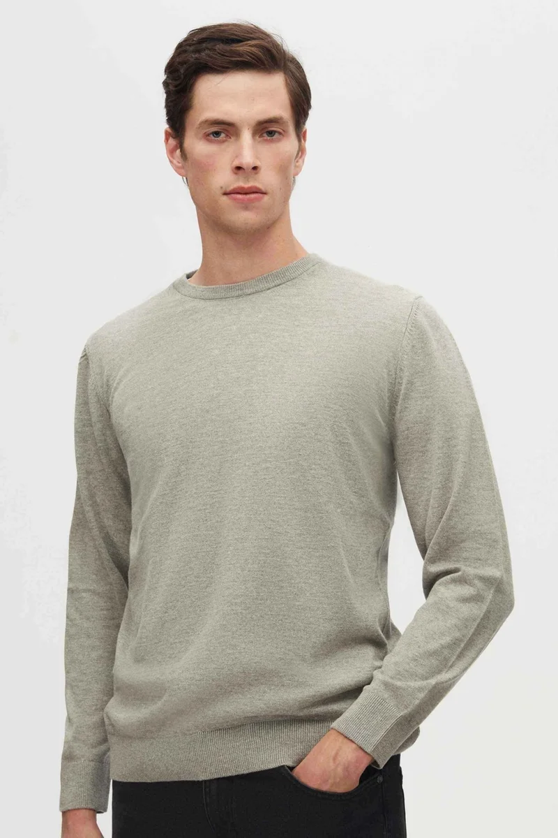 D'S DAMAT Ds Damat Regular Fit Gray Non-Pilling Crew Neck Knitwear Sweater 5HF06ORT12004