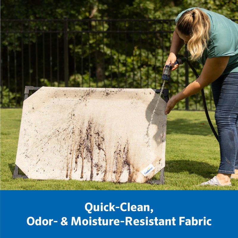 Coolaroo Pro Elevated Dog Bed with HeatShield Fabric â€“ Advanced Cooling Raised Cot for Small & Medium Breeds, Easy-Clean, Low-to-Ground Access, Bonus Bolster Pillow â€“ Glacier Grey - Image 4