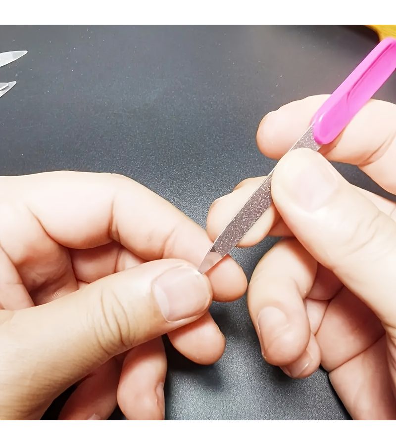 6 Pieces Stainless Steel Double Sided Nail File Strips Buffing Polishing Home Manicure Tools - Image 2