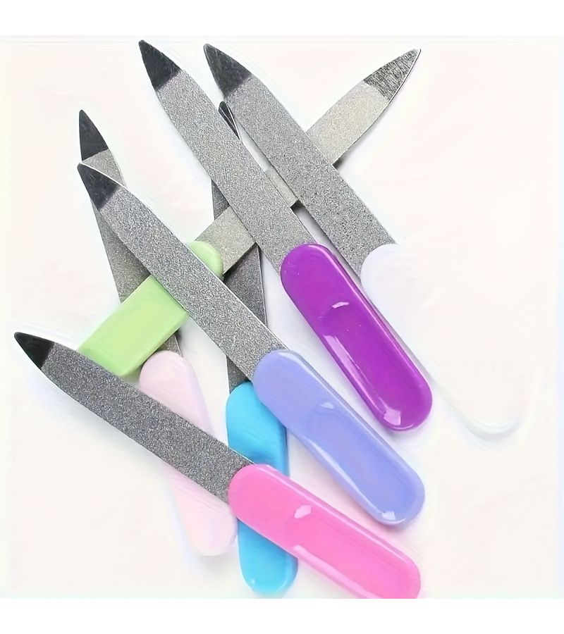 6 Pieces Stainless Steel Double Sided Nail File Strips Buffing Polishing Home Manicure Tools - Image 5