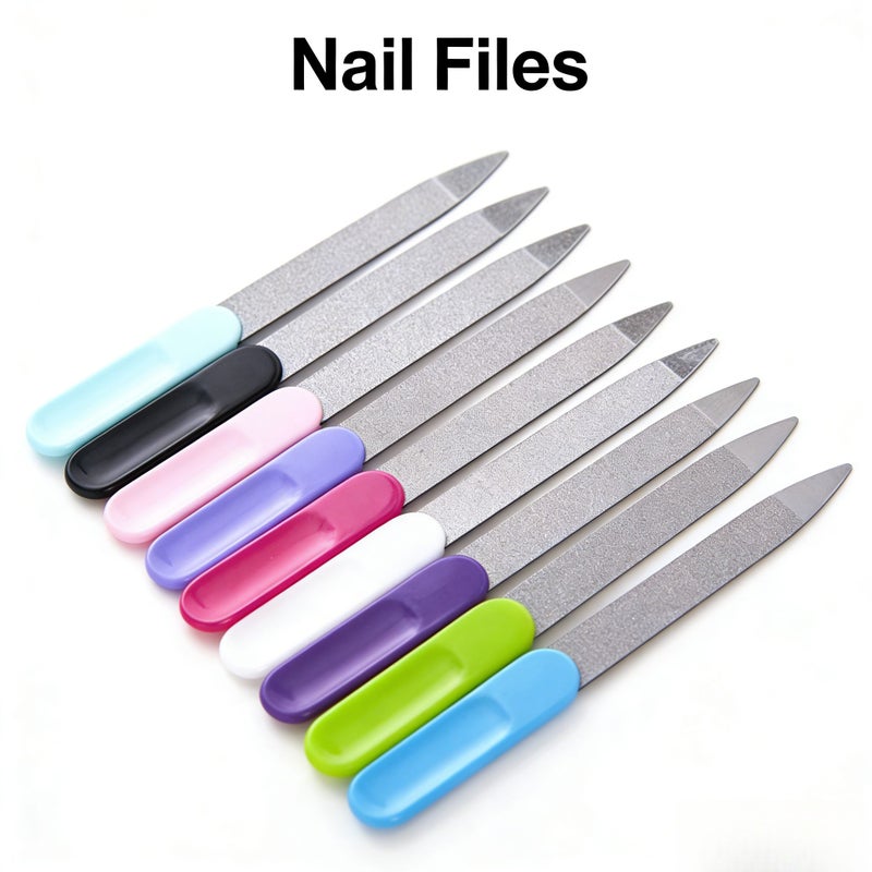 6 Pieces Stainless Steel Double Sided Nail File Strips Buffing Polishing Home Manicure Tools - Image 1