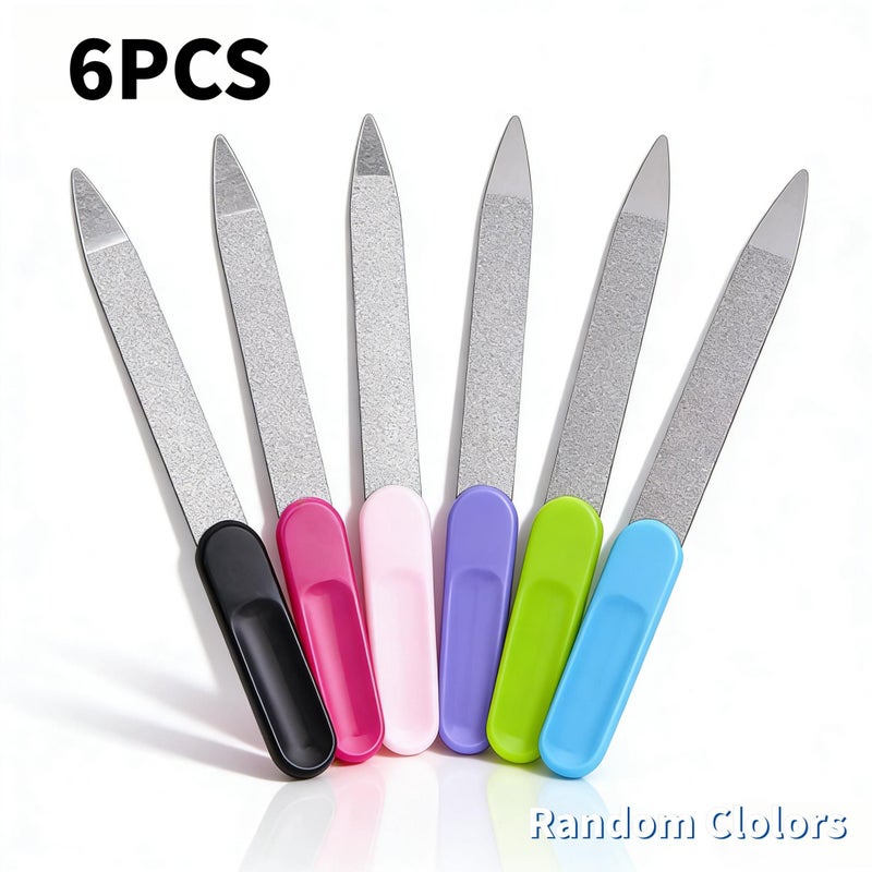 6 Pieces Stainless Steel Double Sided Nail File Strips Buffing Polishing Home Manicure Tools - Image 4