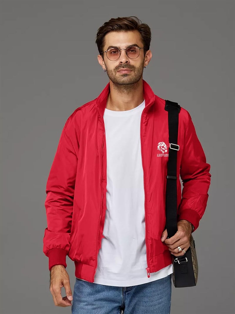 LEOTUDE Full Sleeve Windcheater Polyester Standard Length Jacket For Mens (JKT-15JACKET_P_Red_XL) - Image 2