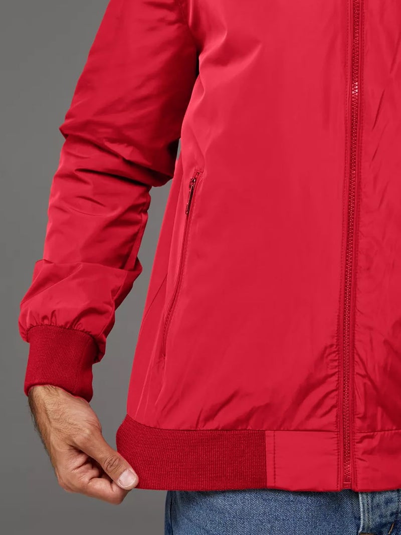 LEOTUDE Full Sleeve Windcheater Polyester Standard Length Jacket For Mens (JKT-15JACKET_P_Red_XL) - Image 5