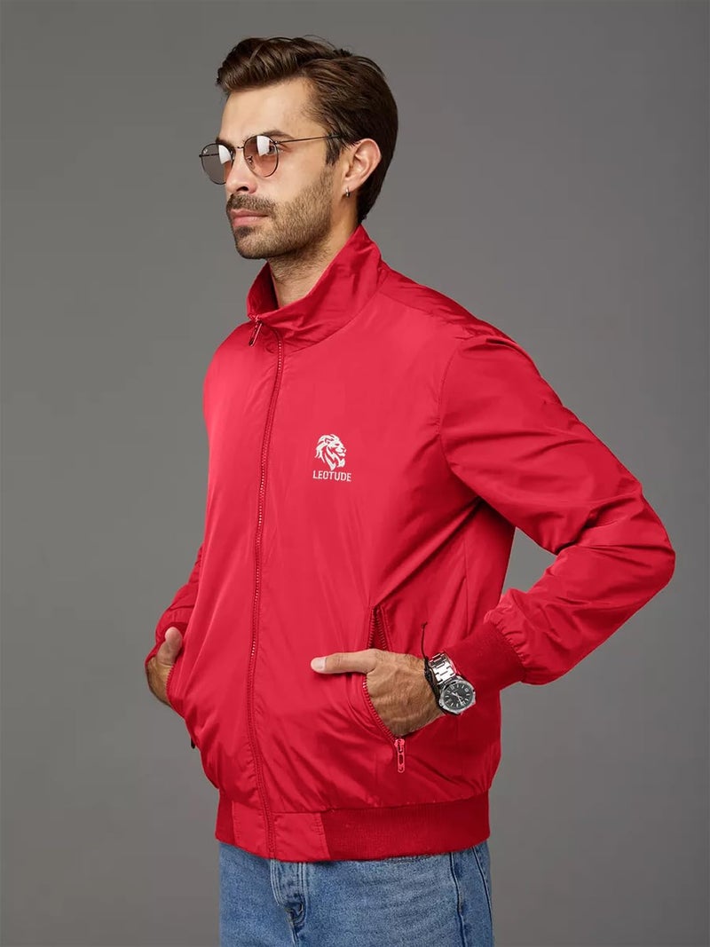 LEOTUDE Full Sleeve Windcheater Polyester Standard Length Jacket For Mens (JKT-15JACKET_P_Red_XL) - Image 3