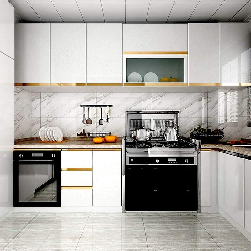 TANONE White Wallpaper 15.78" X 393.7" Vinyl Contact Paper Self Adhesive Decorative Film for Kitchen Countertop Cabinets Wardrobe Furniture Glitter - Image 4