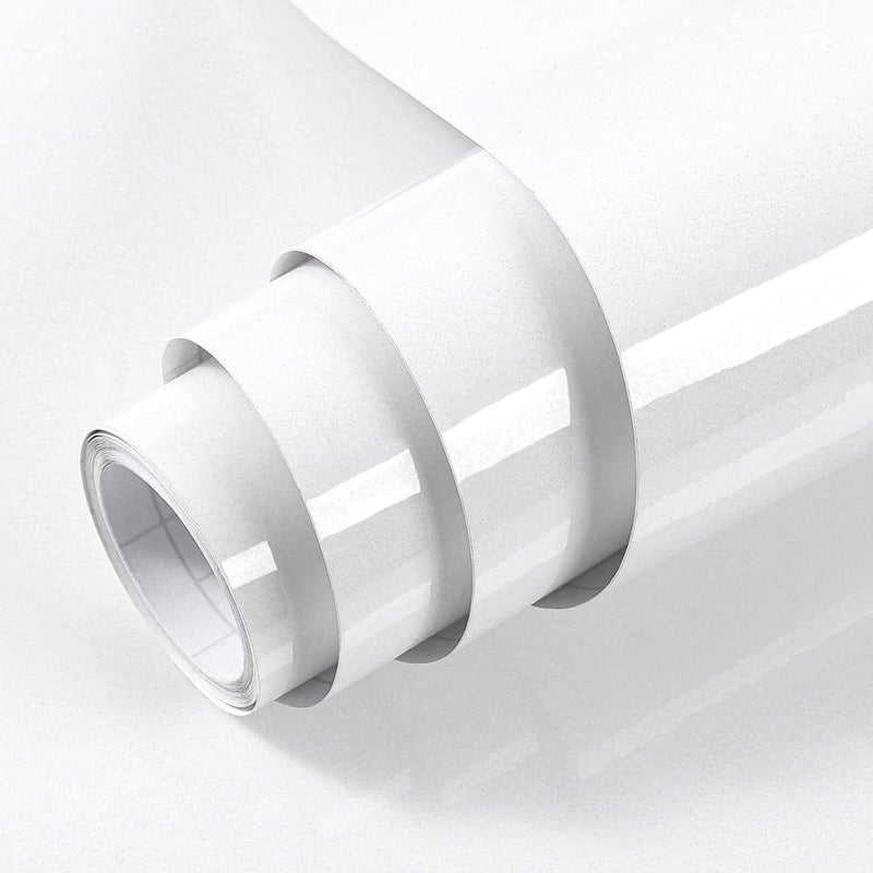 TANONE White Wallpaper 15.78" X 393.7" Vinyl Contact Paper Self Adhesive Decorative Film for Kitchen Countertop Cabinets Wardrobe Furniture Glitter - Image 1