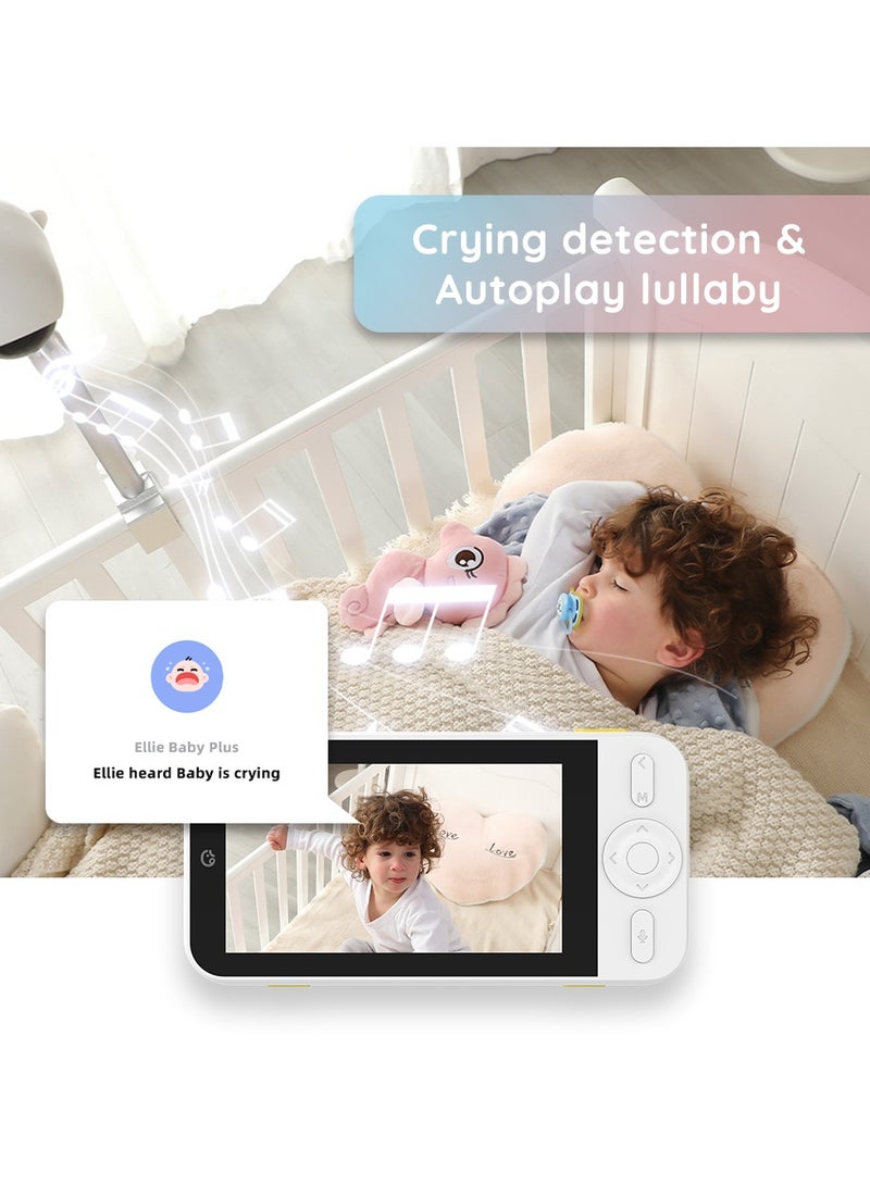 ellie Ellie Baby Plus AI Smart Baby Monitor Camera with Non-WiFi 5" LCD Screen– 2.5K HD Camera, Face & Breathing Detection, Cry Alerts, 360° PTZ, Wi-Fi & Split Screen, Sleep Tracking - Image 4