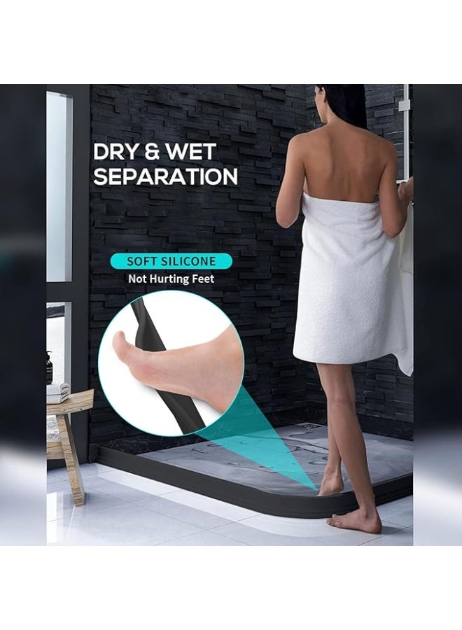 The Shower Barrier – 360° Bendable Silicone Water Dam Strip with Self-Adhesive Backing, Soft & Foot-Friendly Threshold Water Stopper for Wet and Dry Separation, Easy to Cut & Clean, Leak-Proof Seal for Bathroom, Kitchen, Laundry(Grey)  - Image 3