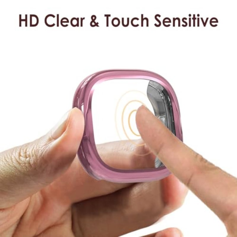5-Pack Soft Screen Protector Bumper Case Compatible with Fitbit Ace LTE Smartwatch, Full Protection, Rose Pink/Clear/Silver/Black/Rose Gold - Image 4