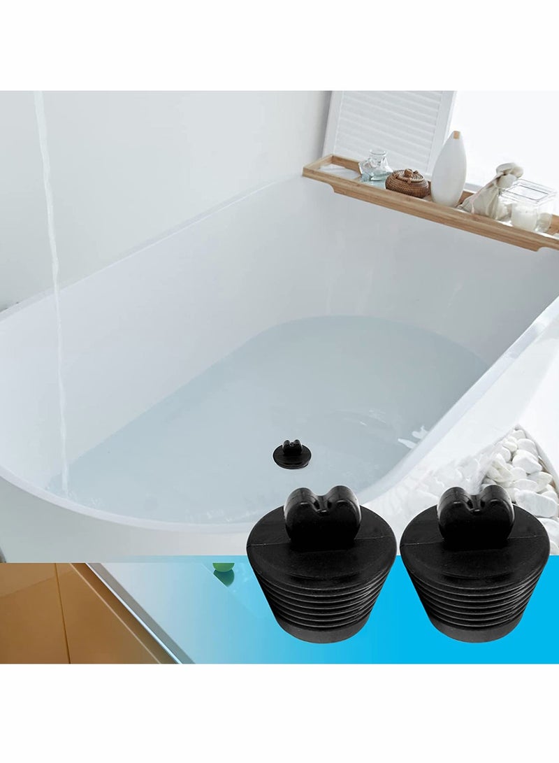 KASTWAVE سدادة حمام عالمية، كاست ويف 2 حزمة سدادات تصريف عالمية لسدادة الحمام ومغاسل الحمام، سدادة سيليكون لمغاسل المطبخ تسد تصريف مغسلة المطبخ (أسود) - Image 3
