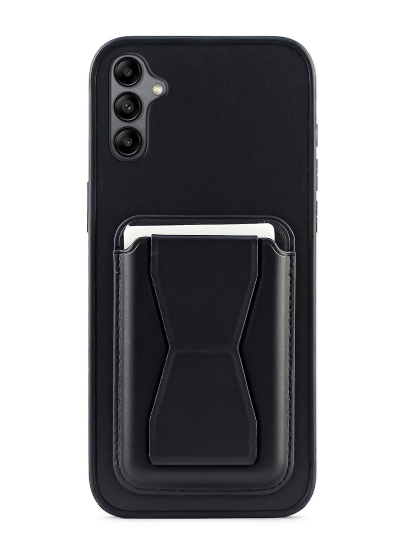 Leather back cover with card wallet Foldable Shockpoof Case compatible with Samsung Galaxy A35 (Black)  - Image 1