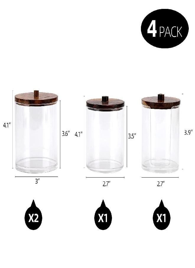 Tbestmax Tbestmax 4 Pcs Qtip Holder Dispenser - 10 oz, 12 oz Restroom Bathroom Organizers and Storage Containers, Clear Plastic Apothecary Jars with Bamboo Lids for Cotton Ball, Cotton Swab, Floss  - Image 1
