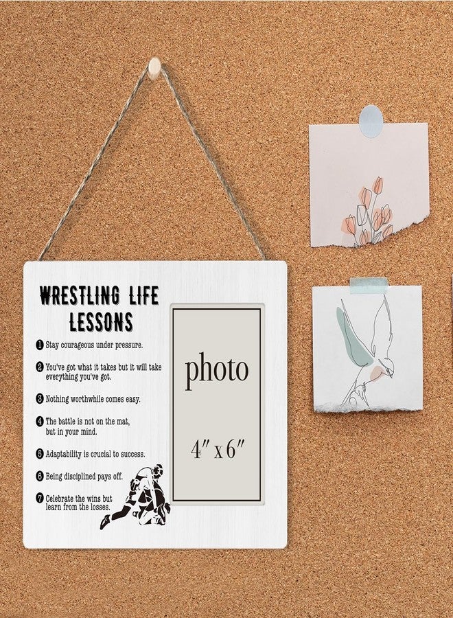 CIANMGD Wrestling Life Lessons Picture Frame, Wrestling Gifts, Stay Courageous Under Pressure, Wrestling Quote Wood Photo Frame, 4 x 6 Inch Photo - Image 4